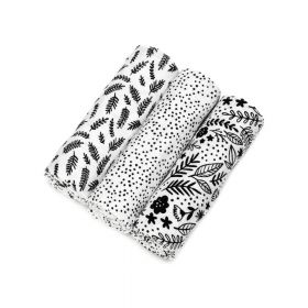 Set 3 scutece din bumbac T-TOMI Tetra Black, 70 x 70 cm