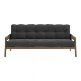 Canapea gri extensibilă cu tapițerie din catifea reiată 204 cm Grab - Karup Design