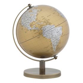 Decorațiune pentru masă Mauro Ferretti Globe, înălțime 28 cm, auriu-argintiu