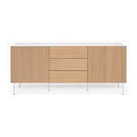 Comodă cu uși cu aspect de lemn Edge by Hammel, alb