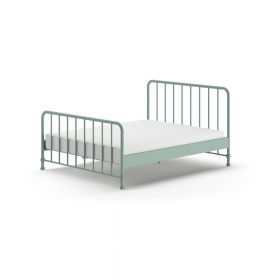 Pat single verde din metal cu somieră 160x200 cm BRONXX – Vipack