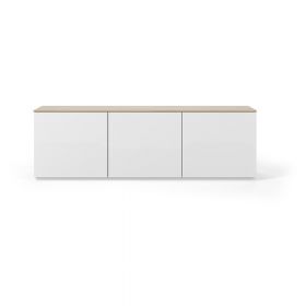 Comodă albă cu sertare cu blat cu aspect de lemn de stejar TemaHome Join, 180 x 57 cm