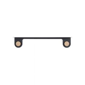 Raft de perete din oțel și detalii din lemn de stejar, cu 2 cârlige Gazzda Hook, lungime 70 cm, negru