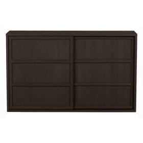 Comodă maro închis joasă din lemn de pin cu ușă glisantă 140x85 cm Nomin – BePureHome