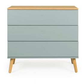 Comodă cu detalii în decor de stejar Tenzo Dot, 90 x 79 cm, verde