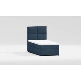 Pat albastru închis tapițat cu spațiu de depozitare cu somieră 100x200 cm Lena – Ropez