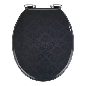 Capac WC cu închidere lentă Wenko Bellevue, 42,5 x 35,5 cm, gri închis