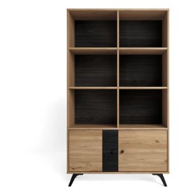 Bibliotecă neagră cu aspect de stejar 92x160 cm Natura - Marckeric