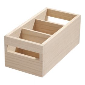 Cutie depozitare din lemn paulownia iDesign Wood Handled, 12,7 x 25,4 cm