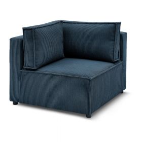 Modul pentru canapea albastru închis cu tapițerie din catifea reiată (cu colț variabil) Nihad modular – Bobochic Paris