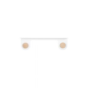 Raft de perete din oțel și detalii din lemn de stejar, cu 2 cârlige Gazzda Hook, lungime 50 cm, alb