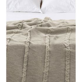 Cuvertură bej din bumbac pentru pat dublu 200x220 cm Trenza – Oyo Concept