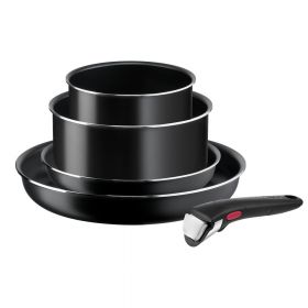 Set de vase pentru gătit 5 buc. din aluminiu Ingenio Easy Cook & Clean Black – Tefal