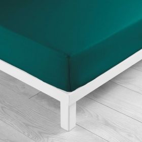 Cearceaf verde închis din bumbac cu elastic 160x200 cm Lina – douceur d'intérieur