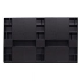 Bibliotecă modulară neagră din lemn masiv de pin 340x210 cm Finca – WOOOD