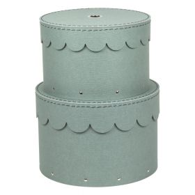 Cutii de depozitare verde-mentă 2 buc. din carton cu capac ø 26x17,5 cm Wilma – Bigso Box of Sweden