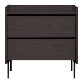 Comodă neagră înaltă cu aspect de lemn de stejar 80x82 cm Wrap – Bonami Selection
