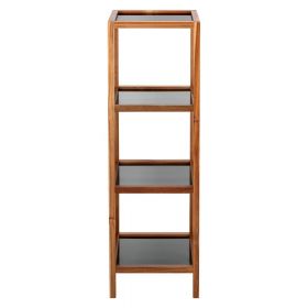 Etajeră de baie neagră/în culoare naturală din sticlă 36x112 cm Fondi – Wenko