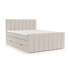 Pat boxspring bej cu spațiu de depozitare 200x200 cm Ruby – Maison de Rêve