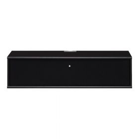 Comodă TV neagră cu aspect de lemn de frasin 89x22 cm Mistral – Hammel Furniture