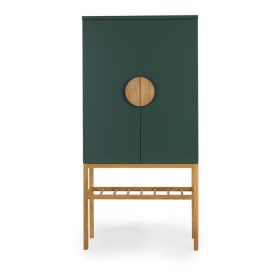 Dulap cu picioare din lemn de stejar Tento Scoop, înălțime 162 cm, verde