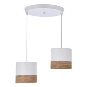 Lustră albă cu furnir și abajur textil ø 15 cm Bianco – Candellux Lighting