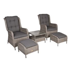 Set de lounge de grădină din rattan artificial gri pentru 2 persoane Valencia - Garden Pleasure