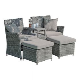 Set de lounge de grădină din rattan artificial gri pentru 2 persoane Calgary - Garden Pleasure