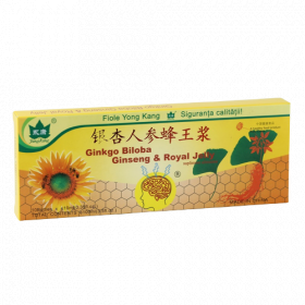 Ginkgo Biloba, Ginseng si Royal Jelly, 10 fiole, Yongkang International