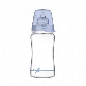 Biberon sticla baieti Diamond Glass Baby Shower, 250ml, LOVI