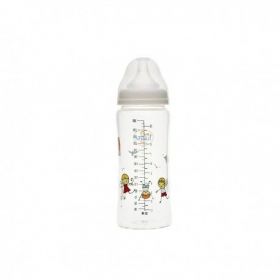 Biberon din sticla borosilicat cu gat larg 3 luni+ Baby, 300ml, Minut
