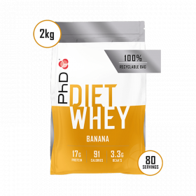 Pudra proteica cu aroma de banane Diet Whey, 2kg, PhD