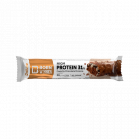 Baton proteic crocant cu brownie Deluxe, 64g, Born Winner