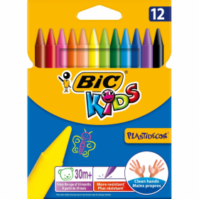 Creioane Cerate Plastifiate Bic Plastidecor, 12 Buc/set