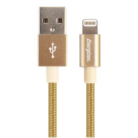 Cablu de date Energizer Metalic, Compatibil cu Iphone, 1.2 m, Auriu