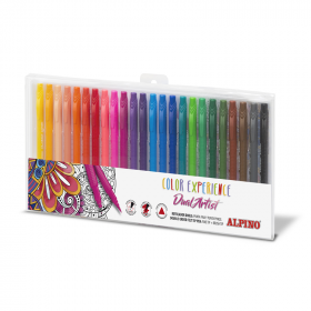 Carioca Cu 2 Capete, Varf Liner 0.7mm/tip Pensula, 24 Culori/set, Alpino Color Experience
