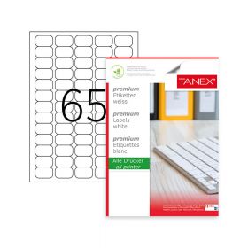 Etichete Autoadezive A4 Tanex, 65/Coala, Colturi Rotunde, 100 Coli/Top, 38.1x21.2 mm