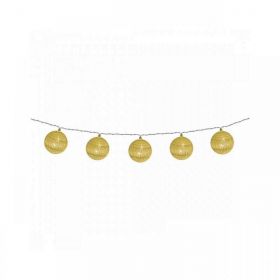 Ghirlanda cu 10 LED-uri, decor glob bumbac, auriu, Home CBL 10/GD, alimentare baterii