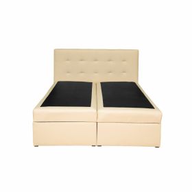 Pat tapitat BOXSPRING VISTA EC, 140x200 cm, cu sezut rabatabil, spatiu depozitare, crem