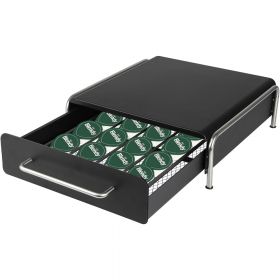 Suport pentru 36 capsule cafea, Quasar & Co.®, cu suport cafetiera, stand orizontal, 31.5 x 20.5 x 10 cm, metal, negru