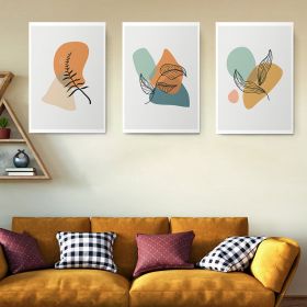 Set 3 tablouri Boho frunze forme abstracte - Dimensiune multicanvas: 3 tablouri 60x90 cm