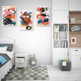 Set 3 tablouri Boho minimalism femei plante - Dimensiune multicanvas: 3 tablouri 30x45 cm
