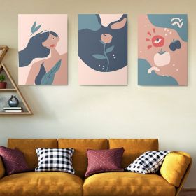 Set 3 tablouri Boho minimalism femeie floare fructe - Dimensiune multicanvas: 3 tablouri 60x90 cm