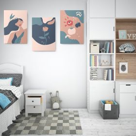 Set 3 tablouri Boho minimalism femeie floare fructe - Dimensiune multicanvas: 3 tablouri 80x120 cm