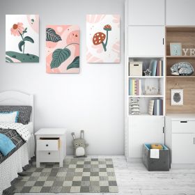 Set 3 tablouri Boho minimalism flori ciuperci frunze - Dimensiune multicanvas: 3 tablouri 50x70 cm