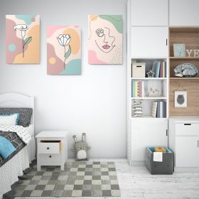Set 3 tablouri Boho minimalism flori portret femeie - Dimensiune multicanvas: 3 tablouri 80x120 cm