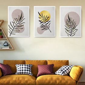 Set 3 tablouri Boho minimalism frunze - Dimensiune multicanvas: 3 tablouri 40x60 cm