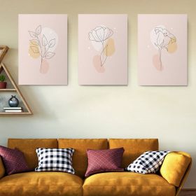 Set 3 tablouri Boho minimalism frunze flori variate - Dimensiune multicanvas: 3 tablouri 30x45 cm