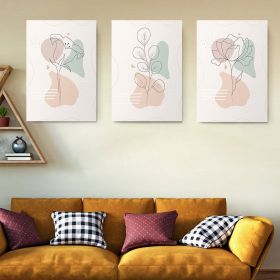 Set 3 tablouri Boho minimalism frunze flori variate - Dimensiune multicanvas: 3 tablouri 30x45 cm