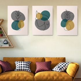 Set 3 tablouri Boho minimalism frunze profil femeie - Dimensiune multicanvas: 3 tablouri 50x70 cm
